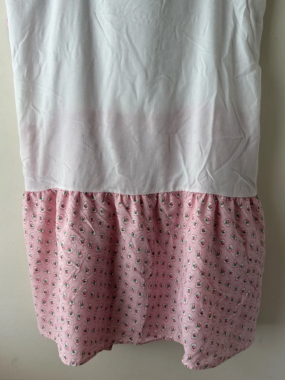 Vintage Laura Ashley Cottagecore Heart Floral Rose Ruffle Bed Skirt Pink Green
